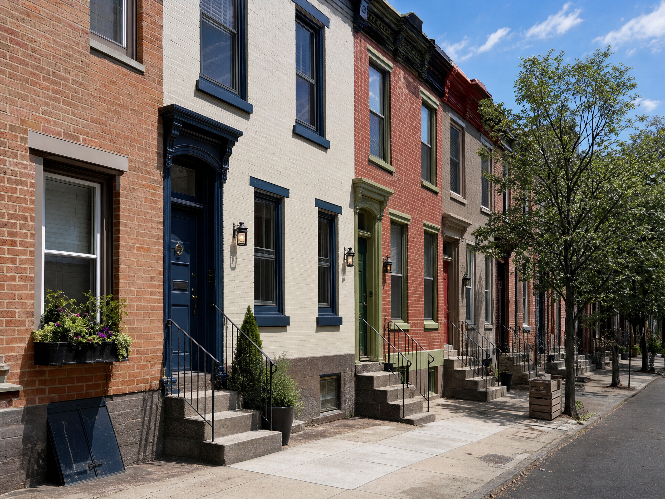 Philadelphia row house exterior painting
