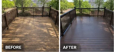 Before and after deck staining in Doylestown