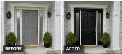 Before and after front door and shutter painting in Media