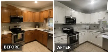Before and after kitchen cabinet painting in Bryn Mawr