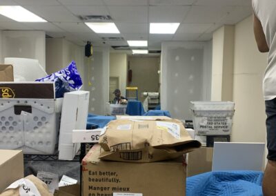 Protected commercial work area prepared for interior painting in Philadelphia, PA