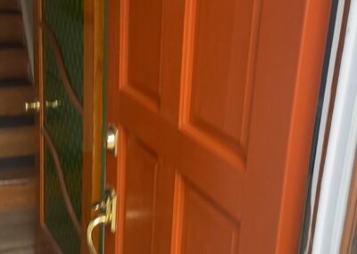 Refinished wood front door in Girard Estates Philadelphia - Umar Painting Company
